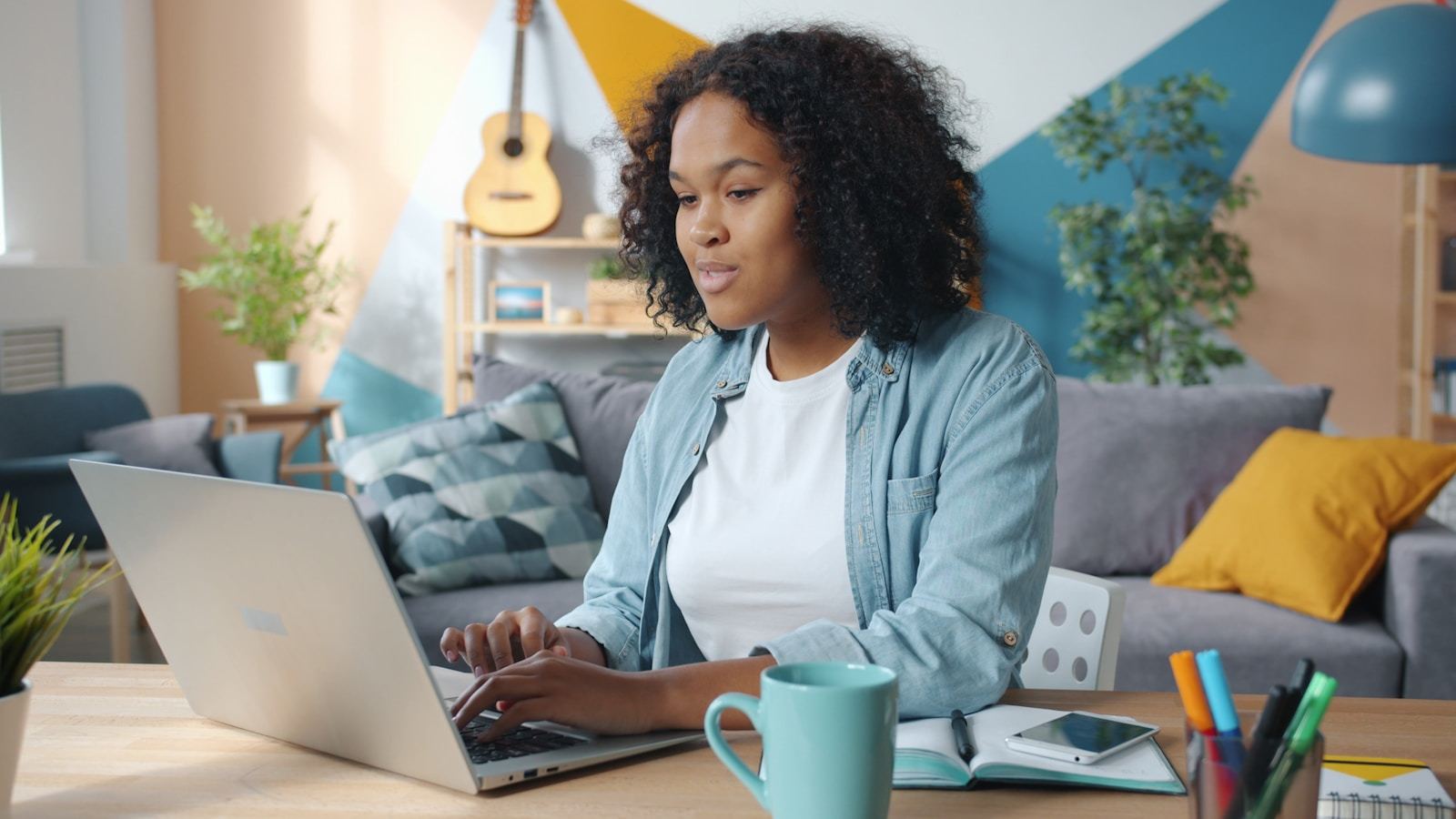 A person working at a laptop